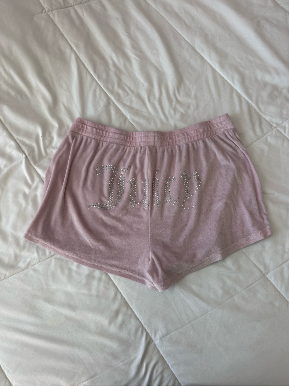 Juicy Couture Light Pink Rhinestone Logo Lounge Shorts
